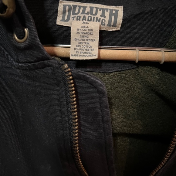 Duluth Trading bomber style jacket vintage flair. Hood. Navy blue. Size XL. - Picture 2 of 4